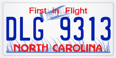 NC license plate DLG9313