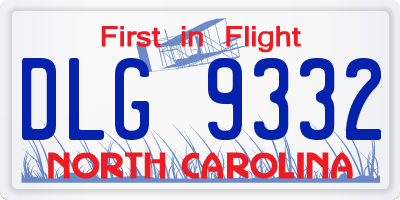 NC license plate DLG9332