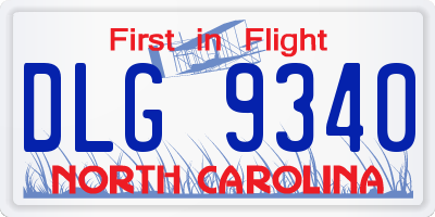 NC license plate DLG9340