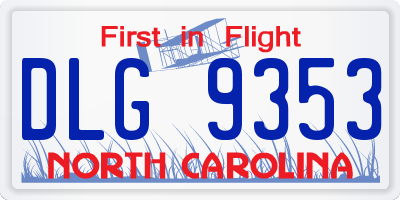 NC license plate DLG9353