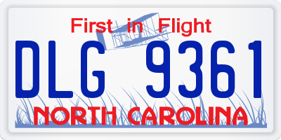 NC license plate DLG9361