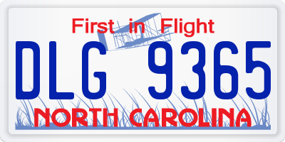 NC license plate DLG9365