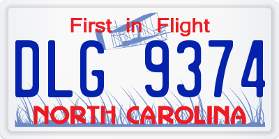 NC license plate DLG9374