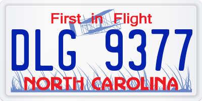 NC license plate DLG9377