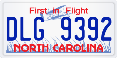 NC license plate DLG9392