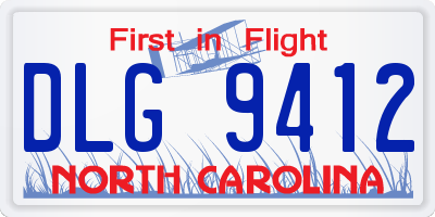 NC license plate DLG9412