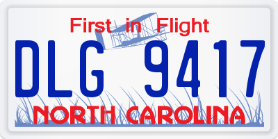NC license plate DLG9417