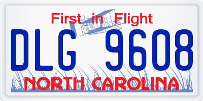 NC license plate DLG9608