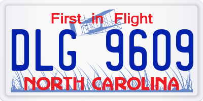 NC license plate DLG9609