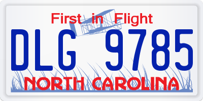 NC license plate DLG9785