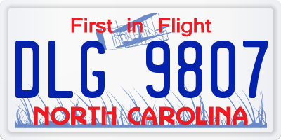 NC license plate DLG9807