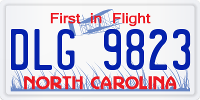 NC license plate DLG9823