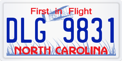 NC license plate DLG9831