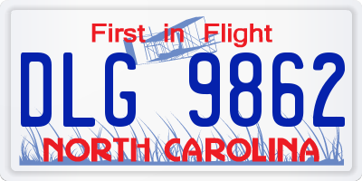 NC license plate DLG9862