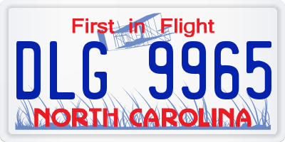 NC license plate DLG9965