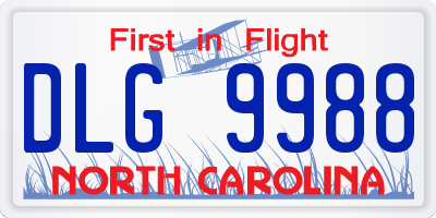 NC license plate DLG9988