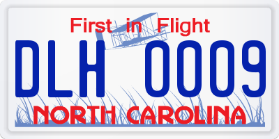 NC license plate DLH0009