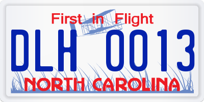 NC license plate DLH0013