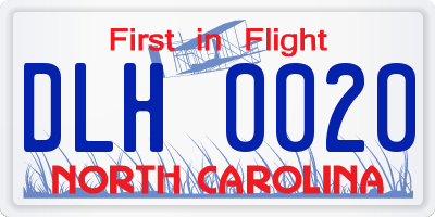 NC license plate DLH0020
