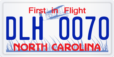 NC license plate DLH0070