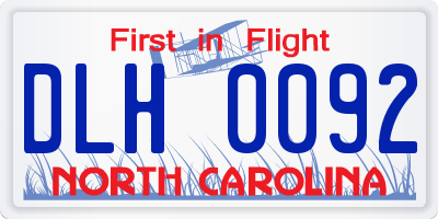 NC license plate DLH0092