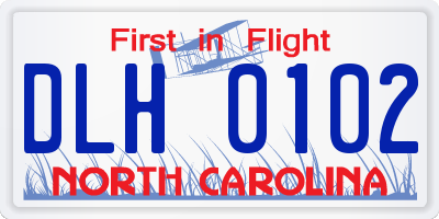 NC license plate DLH0102