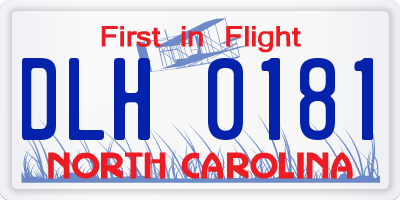 NC license plate DLH0181