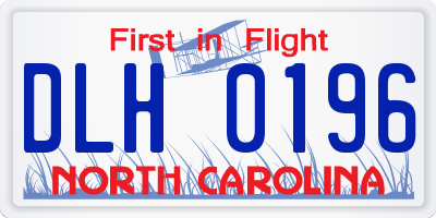 NC license plate DLH0196