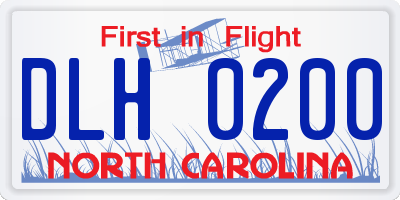 NC license plate DLH0200