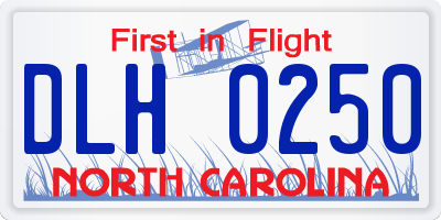 NC license plate DLH0250