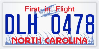 NC license plate DLH0478