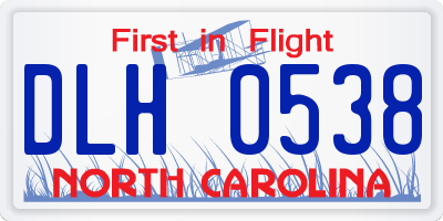 NC license plate DLH0538