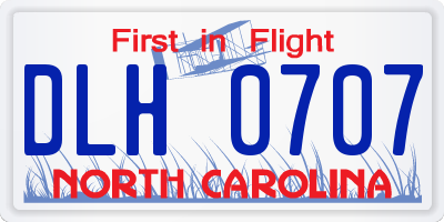 NC license plate DLH0707