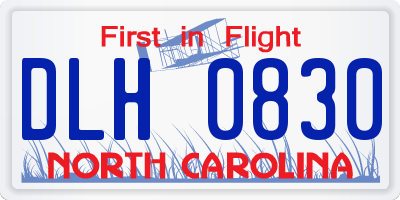 NC license plate DLH0830