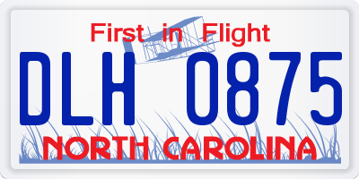 NC license plate DLH0875