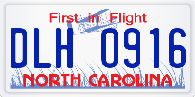 NC license plate DLH0916