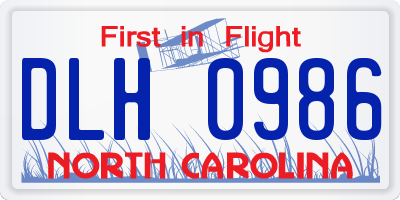 NC license plate DLH0986