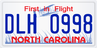 NC license plate DLH0998