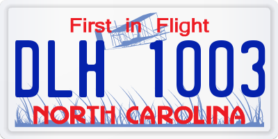 NC license plate DLH1003