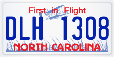 NC license plate DLH1308