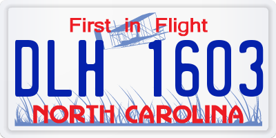 NC license plate DLH1603