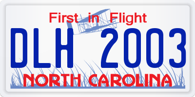 NC license plate DLH2003