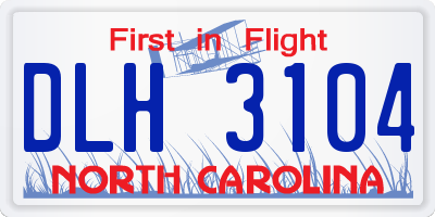 NC license plate DLH3104