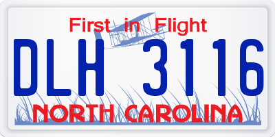 NC license plate DLH3116