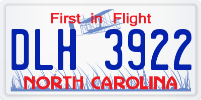 NC license plate DLH3922