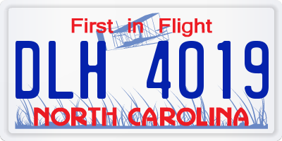 NC license plate DLH4019