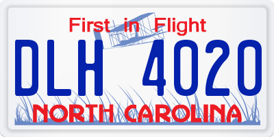 NC license plate DLH4020