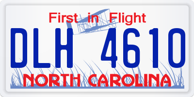 NC license plate DLH4610