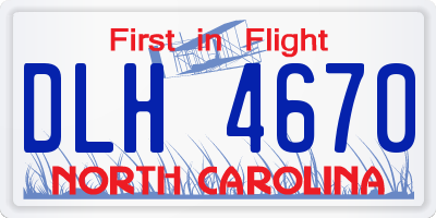NC license plate DLH4670