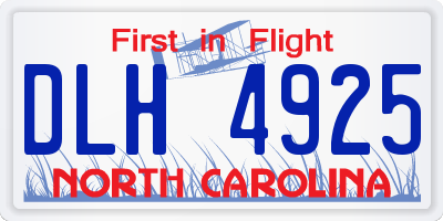 NC license plate DLH4925